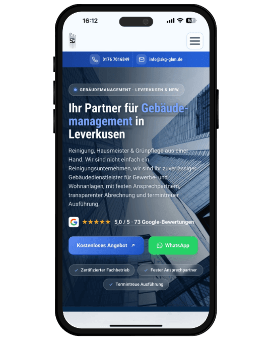 Website-Referenz: Gebäudemanagement Leverkusen – von DubbelsOne