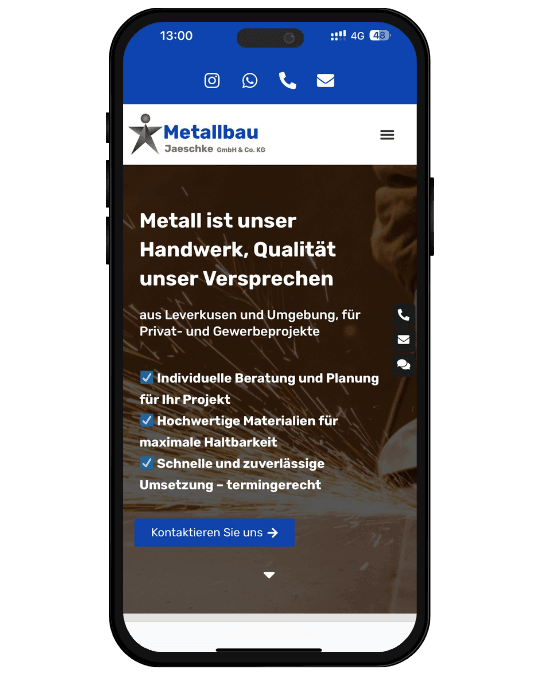 Website-Referenz: Metallbau Jeaschke Leverkusen – von DubbelsOne