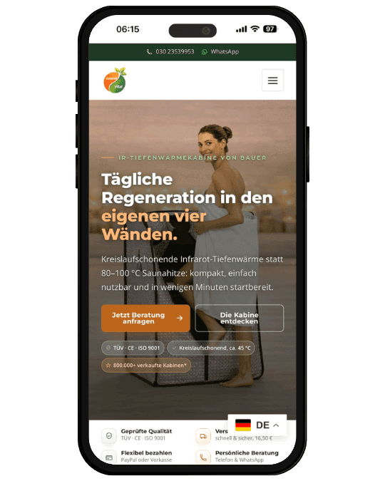 Website-Referenz: Onlineshop für Infrarotkabinen – von DubbelsOne