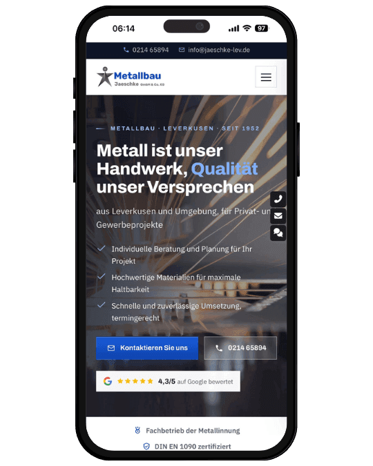 Website-Referenz: Metallbau Jeaschke Leverkusen – von DubbelsOne